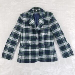Vintage Plaid Blazer Womens S 100% Wool Jacket Academia Preppy‎